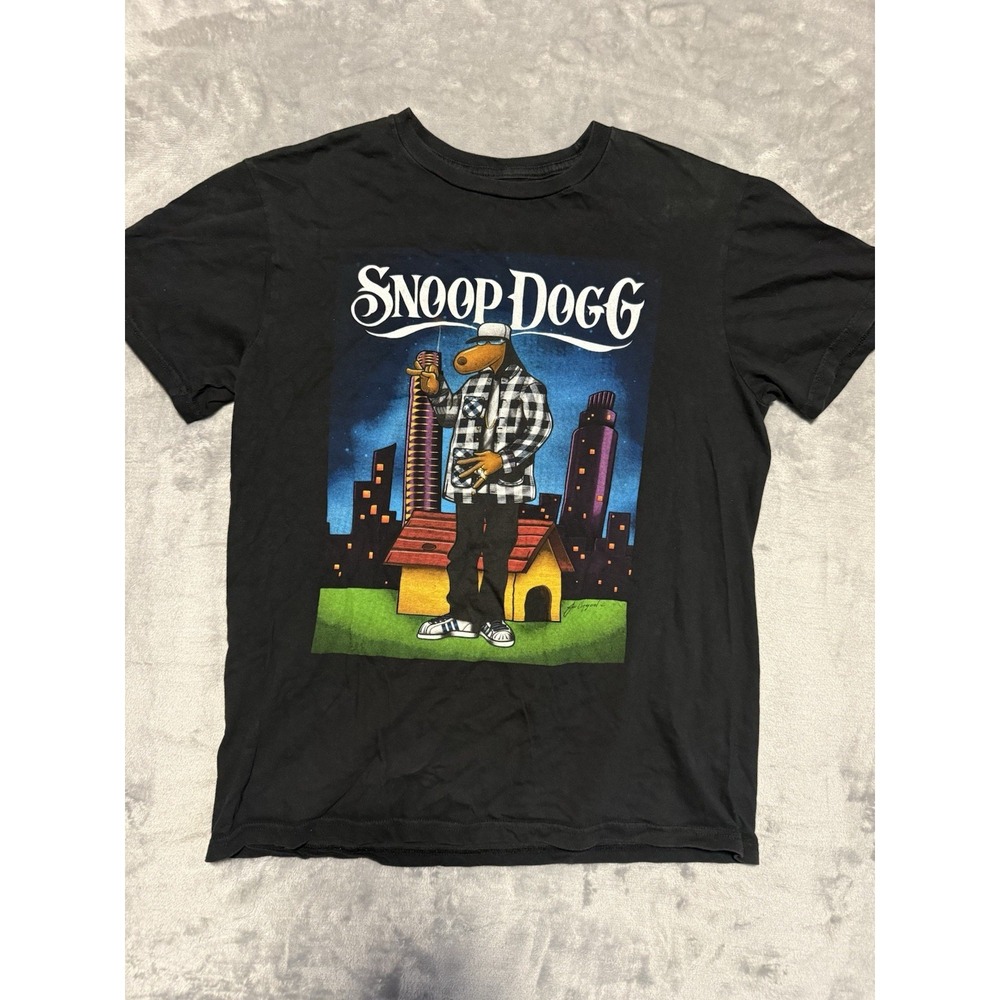 Joe Cool Snoop Dogg T-Shirt Mens M Black Cartoon Graphic Rap Hip Hop Tee